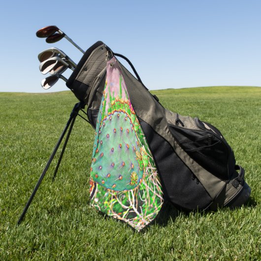 ImagesByMJ Prickly Pear Cactus in Bloom Golf Towel Golfhanddoek (Groen)