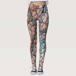 Imaginaire quilt-aqua zalm leggings