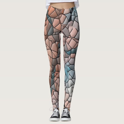 Imaginaire quilt-aqua zalm leggings (Voorkant)