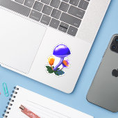 Imaginary Dapperling Sinaasappel & Blue Mushroom C Sticker (Laptop met iPhone)