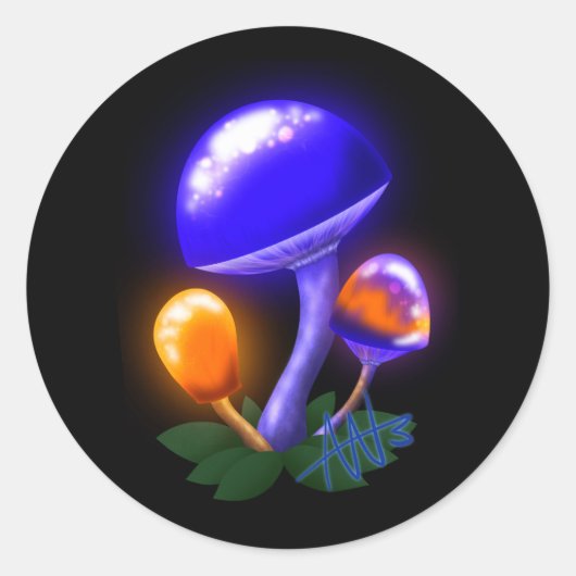 Imaginary White Dapperling Sinaasappel & Blue Mush Ronde Sticker (Voorkant)