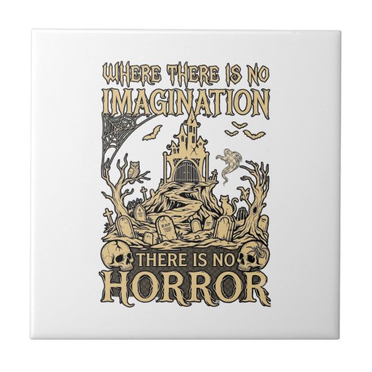Imaginatie Horror Halloween Spokenhuis Begraafplaa Tegeltje (Voorkant)