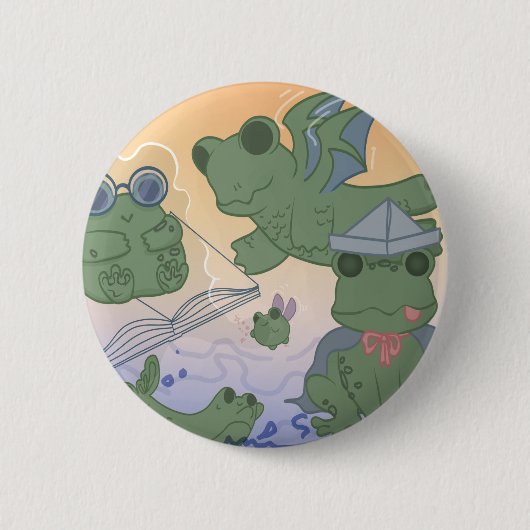 Imagination Frog Pin Ronde Button 5,7 Cm (Voorkant)