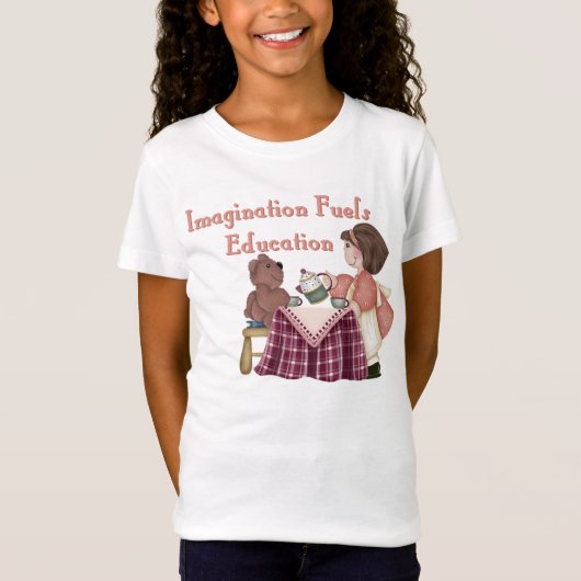 Imagination Fuels Onderwijs (teaparty) Meisjes T T-shirt (Voorkant)