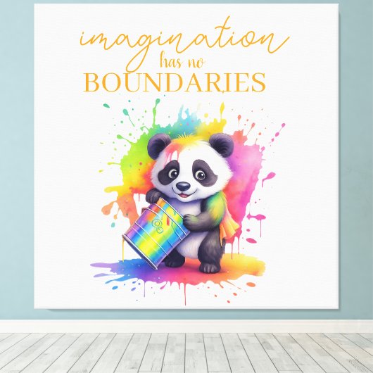 Imagination Has No Boundaries — Kids’ Room Poster Canvas Afdruk (Insitu (Houten vloer))