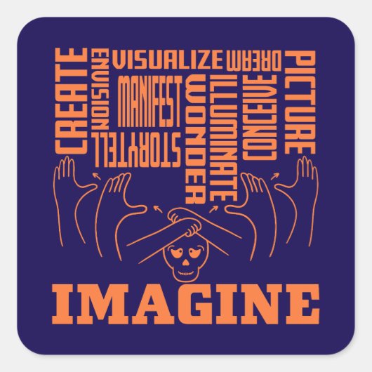 Imagine - ASL Design Vierkante Sticker (Voorkant)