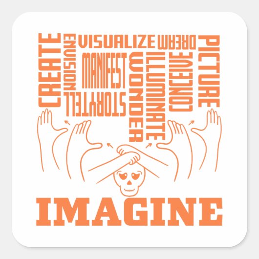 Imagine - ASL Design Vierkante Sticker (Voorkant)