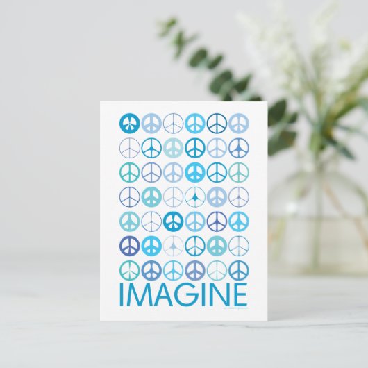 IMAGINE - Blauwe internationale vredessignalen Briefkaart (Staand voorkant)