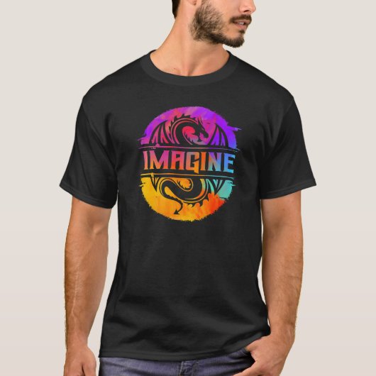 Imagine Fantasy Dragon Retro Tribal T-shirt (Voorkant)