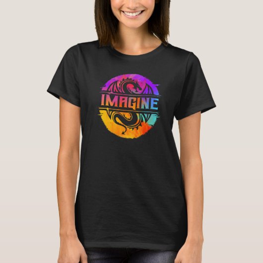 Imagine Fantasy Dragon Retro Tribal T-shirt (Voorkant)