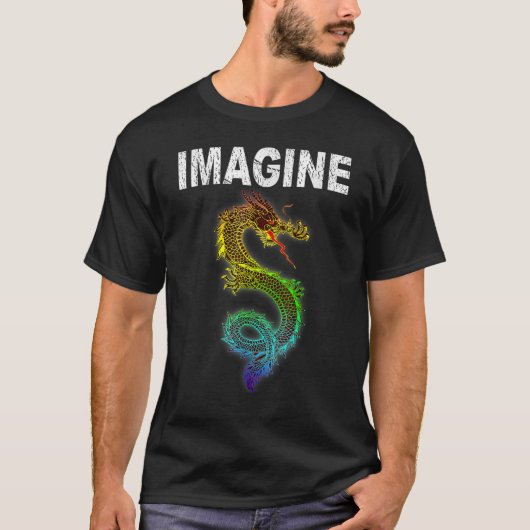 Imagine Fantasy Dragon Retro Tribal T-shirt (Voorkant)