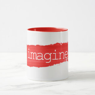 IMAGINE-tekst op rode verf Mok
