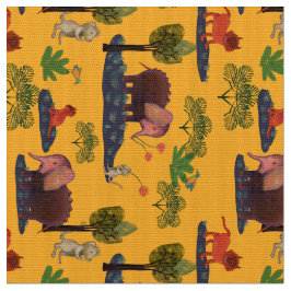 Imagische dieren:leeuwen, muizen, olifantenweefsel stof