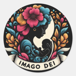 Imago Dei Afbeelding van God Baby in baarmoeder zw Ronde Sticker