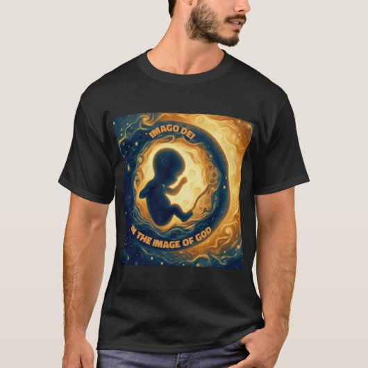 Imago Dei Afbeelding van God Baby in de baarmoeder T-shirt (Voorkant)