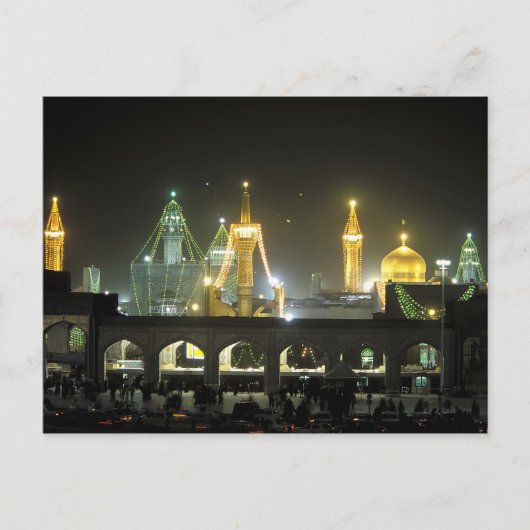 Imam Reza-heiligdomcomplex 's nachts, Mashhad, Briefkaart (Voorkant)
