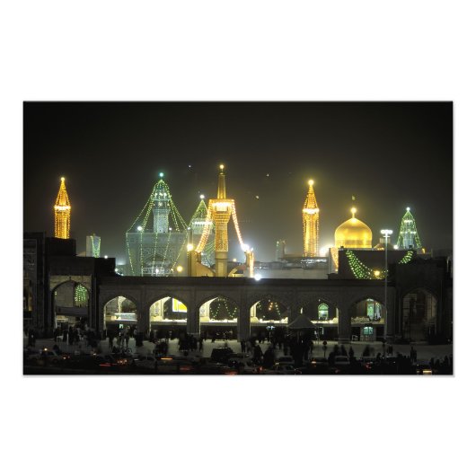 Imam Reza-heiligdomcomplex 's nachts, Mashhad, Foto Afdruk (Voorkant)