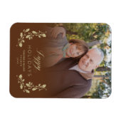 Imán Brown Whimsical Script Quote Foto met Kerstmi Magneet (Horizontaal)