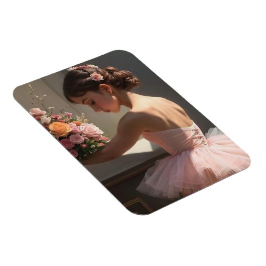 Iman con bailarina sujetando ramo de flores magneet (Rechterzijde)