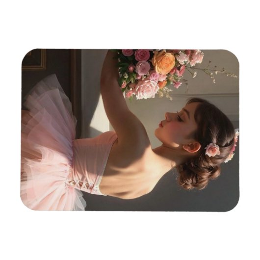 Iman con bailarina sujetando ramo de flores magneet (Horizontaal)