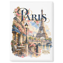 Imán de nevera París con Torre Eiffel y flores