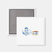 Iman floral azul magneet (Voorkant / Achterkant)