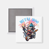 Imán-metal moo d rockin cow with a guitar magneet (Voorkant / Achterkant)