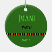 Imani - Kwanzaa Dag 7 Groen Keramisch Ornament (Achterkant)