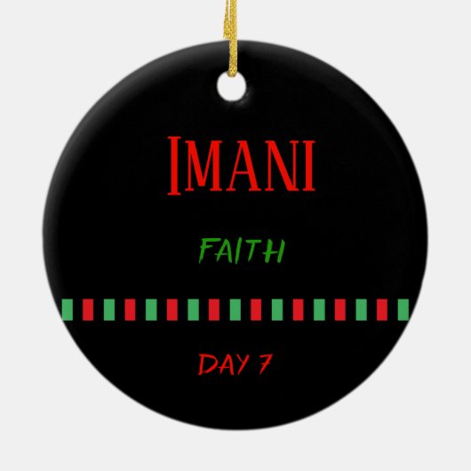Imani - Kwanzaa Dag 7 | Versiering Keramisch Ornament (Achterkant)
