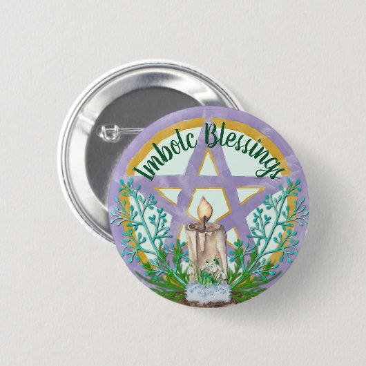 Imbolc Blessings Celtic Wicca Holiday Pentacle Ronde Button 5,7 Cm (Voorkant /achterkant)