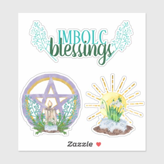 Imbolc Blessings Wicca Sabbat Pentacle & Sun Sticker (Vel)
