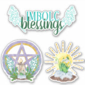 Imbolc Blessings Wicca Sabbat Pentacle & Sun Sticker (Voorkant)