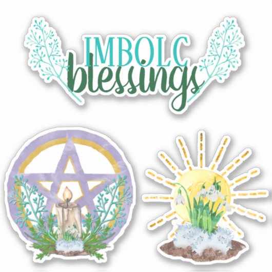 Imbolc Blessings Wicca Sabbat Pentacle & Sun Sticker (Voorkant)