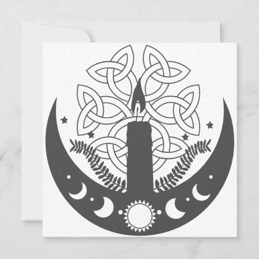 Imbolc Candlemas Sun Crescent Moon Celtic Feestdagenkaart (Voorkant)