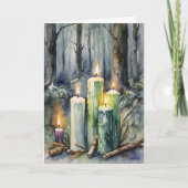 Imbolc Candlemas Winter Forest Candles Wiccan Feestdagen Kaart (Voorkant)