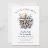 Imbolc Floral Snowy Pentacle Paarse Wiccan Vakanti Kaart (Voorkant)