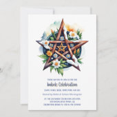 Imbolc Floral Snowy Pentacle Wiccan Vakantie Kaart (Voorkant)
