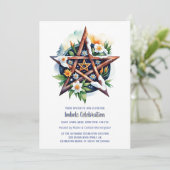 Imbolc Floral Snowy Pentacle Wiccan Vakantie Kaart (Staand voorkant)