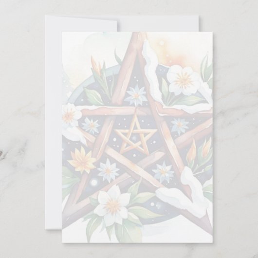 Imbolc Floral Snowy Pentacle Wiccan Vakantie Kaart (Achterkant)