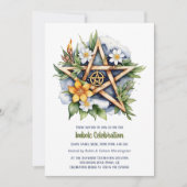 Imbolc Floral Snowy Pentacle Wiccan Vakantie Kaart (Voorkant)