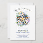 Imbolc Floral Snowy Pentacle Wiccan Vakantie Kaart (Voorkant)