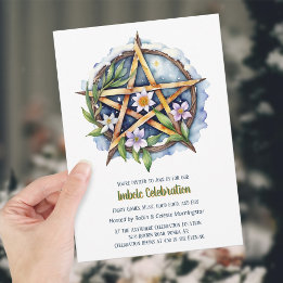 Imbolc Floral Snowy Pentacle Wiccan Vakantie Kaart
