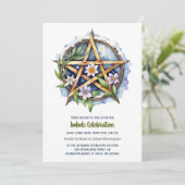 Imbolc Floral Snowy Pentacle Wiccan Vakantie Kaart (Staand voorkant)