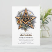 Imbolc Floral Snowy Pentacle Wiccan Vakantie Kaart (Staand voorkant)