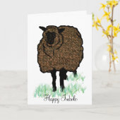 Imbolc Gebreide Schaap Kaart (Gele Bloem)
