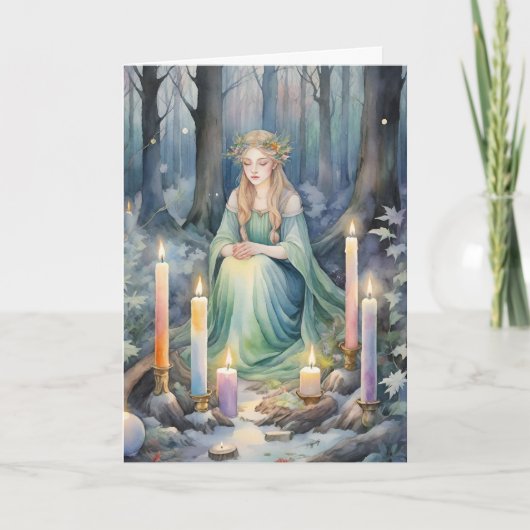 Imbolc Godin Candlemas Forest Keltische Wiccan Feestdagen Kaart (Voorkant)