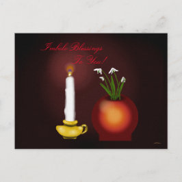 Imbolc Imbolg Candle and Snowdrops Brid Brighid Briefkaart