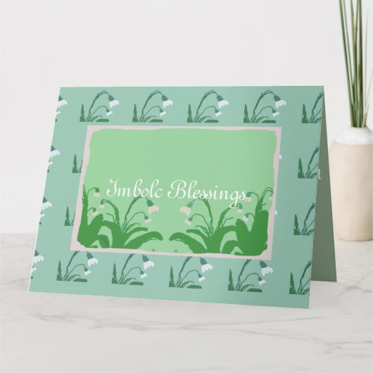 Imbolc Lente Sneeuwklokjes in Groen Kaart (Voorkant)