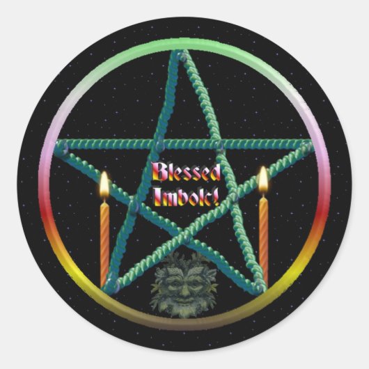 Imbolc Pentacle Ronde Sticker (Voorkant)