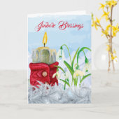 Imbolc Sneeuwklokjes & Kaars Trui Wiccan Groeten Kaart (Gele Bloem)